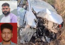 भरधाव कारचे नियंत्रण सुटले;भीषण अपघात दोन तरुणांचा जागीच मृत्यू पाच जण गंभीर जखमी