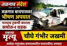पाळधी-तरसोद महामार्गावर ट्रकची कारला समोरून जोरदार धडक; एकाचा मृत्यू, चौघे गंभीर जखमी